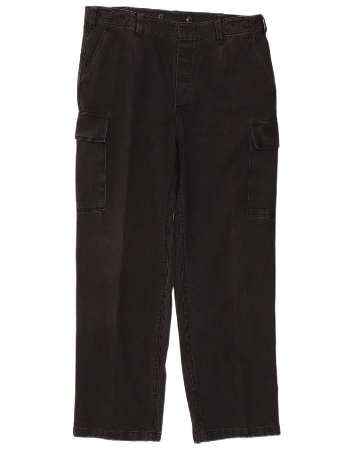 Vintage Straight Cargo bukser til mænd W36 L30 sort bomuld