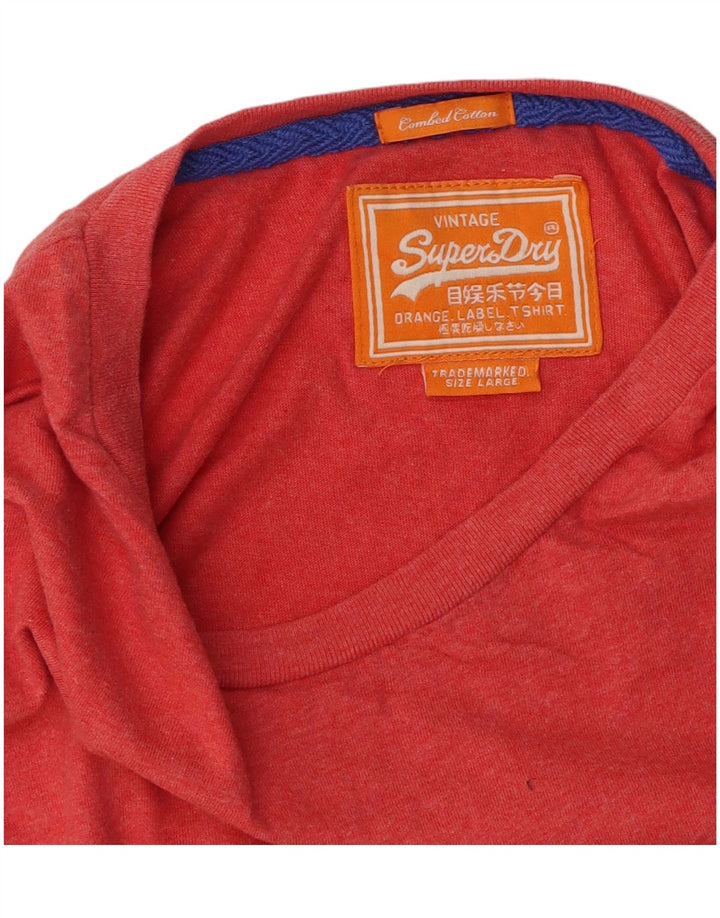 SUPERDRY Herre T-Shirt Top Stor Rød Bomuld