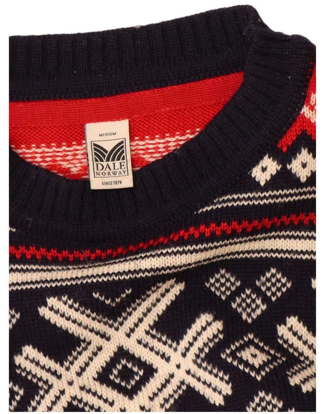 DALE OF NORWAY Herre Boat Neck Jumper Sweater Medium Navy Blue Fair Isle