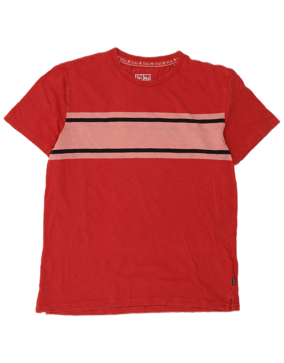 Fat Face Herre T-Shirt Top Stor Rød Colourblock Bomuld