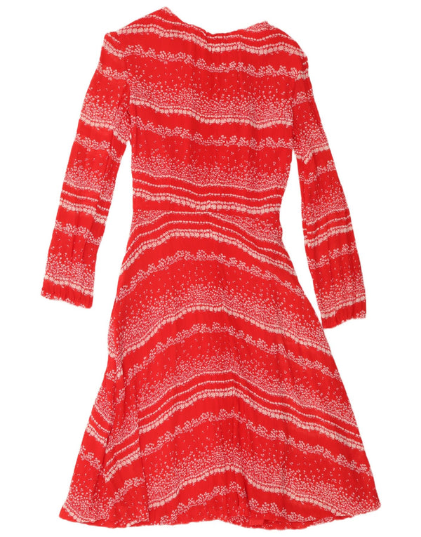 Vintage Dame Langærmet A-Line Kjole UK 8 Small Red Floral