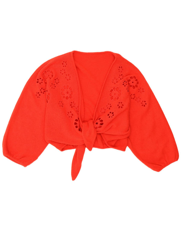 Vintage Dame Bolero Jumper UK 12 Medium Red Floral Lammeuld