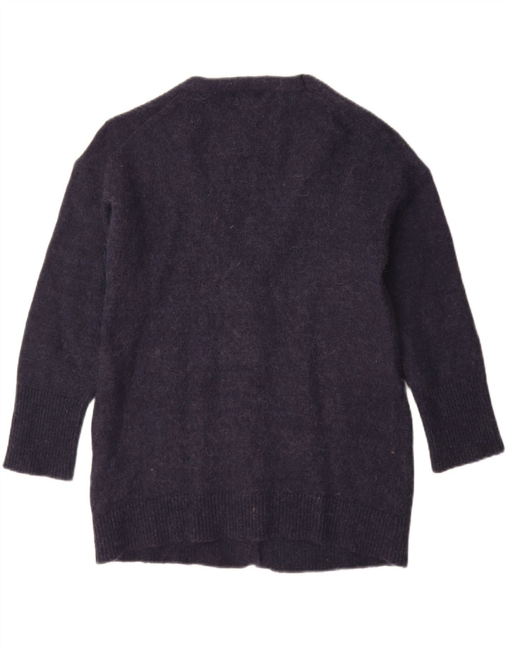 Massimo Dutti Dame Cardigan Sweater UK 10 Small Navy Blue Polyamide