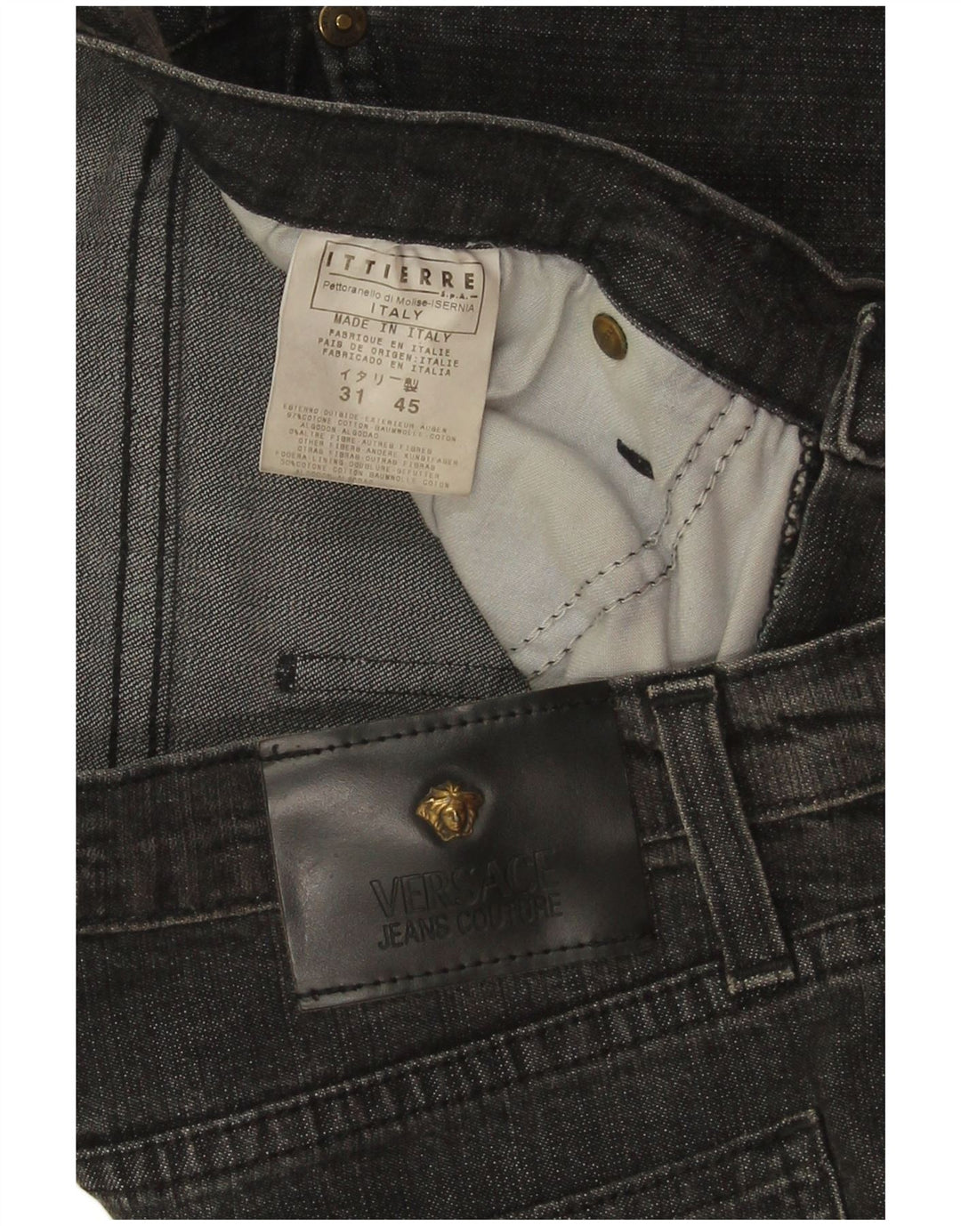 Versace Lige Jeans til kvinder IT 45 Medium W31 L30 Sort Bomuld