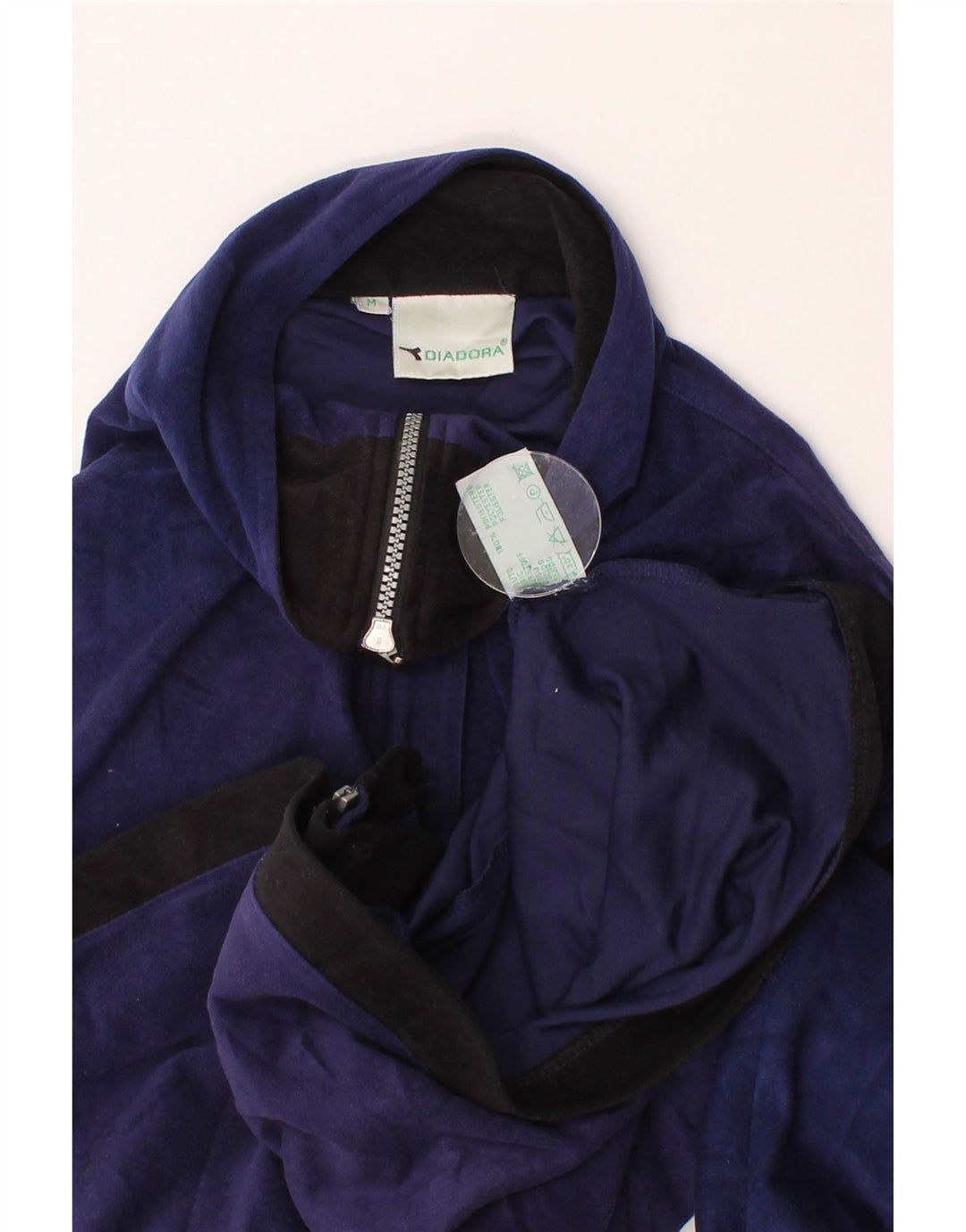 DIADORA Mens Fleece Jacket UK 38 Medium Navy Blue Colourblock Polyester Vintage Diadora and Second-Hand Diadora from Messina Hembry 