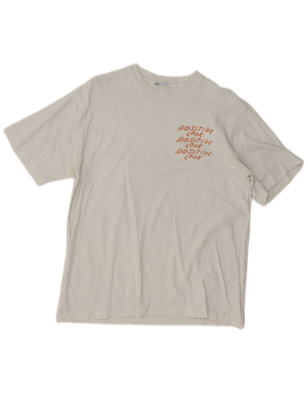 Zara Dame Grafisk T-Shirt Top UK 16 Large White