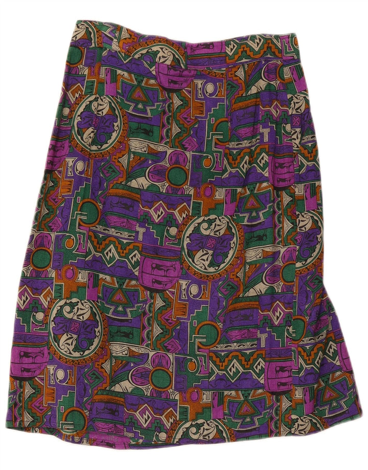 Vintage kvindeomslagsnederdel W28 Medium flerfarvet geometrisk