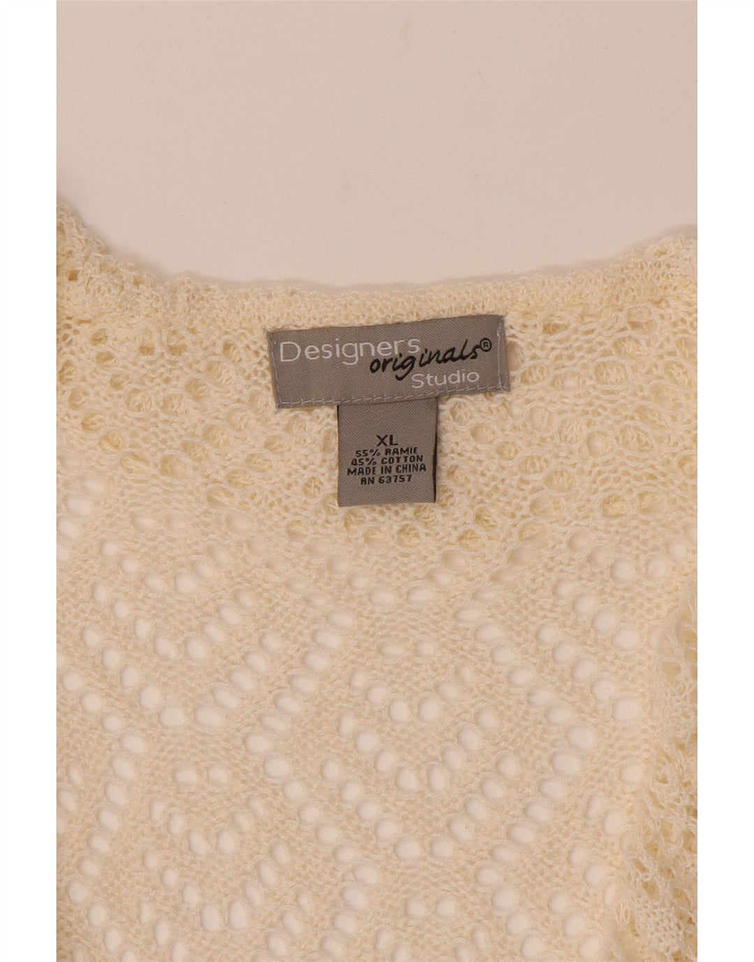 VINTAGE Womens Crop 3/4-ærmet hæklet cardigantrøje UK 18 XL Off White