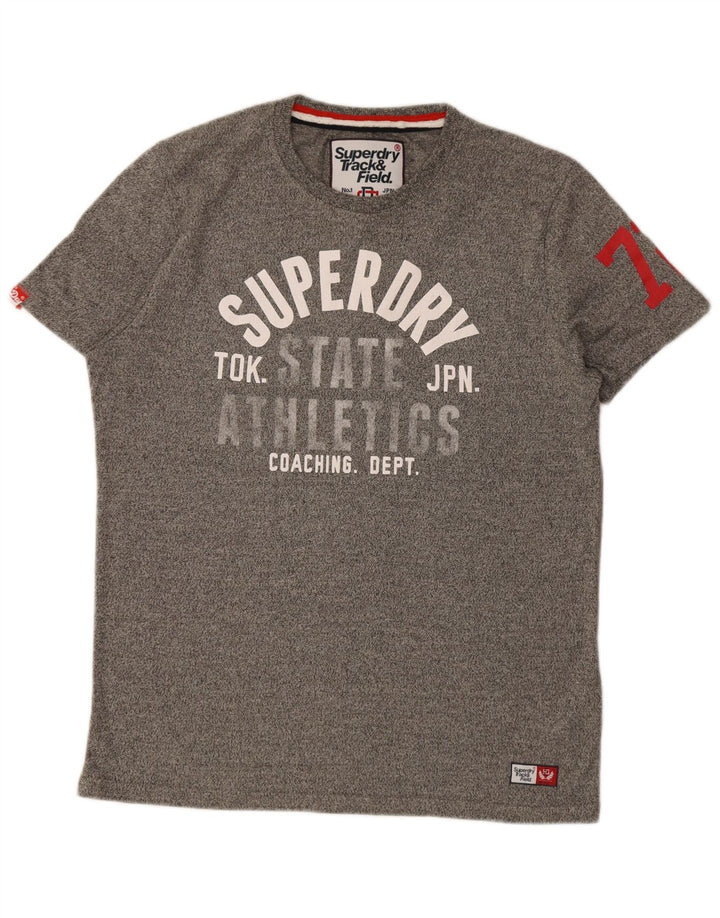 Superdry Grafisk T-shirt top til mænd, stor grå flækket bomuld