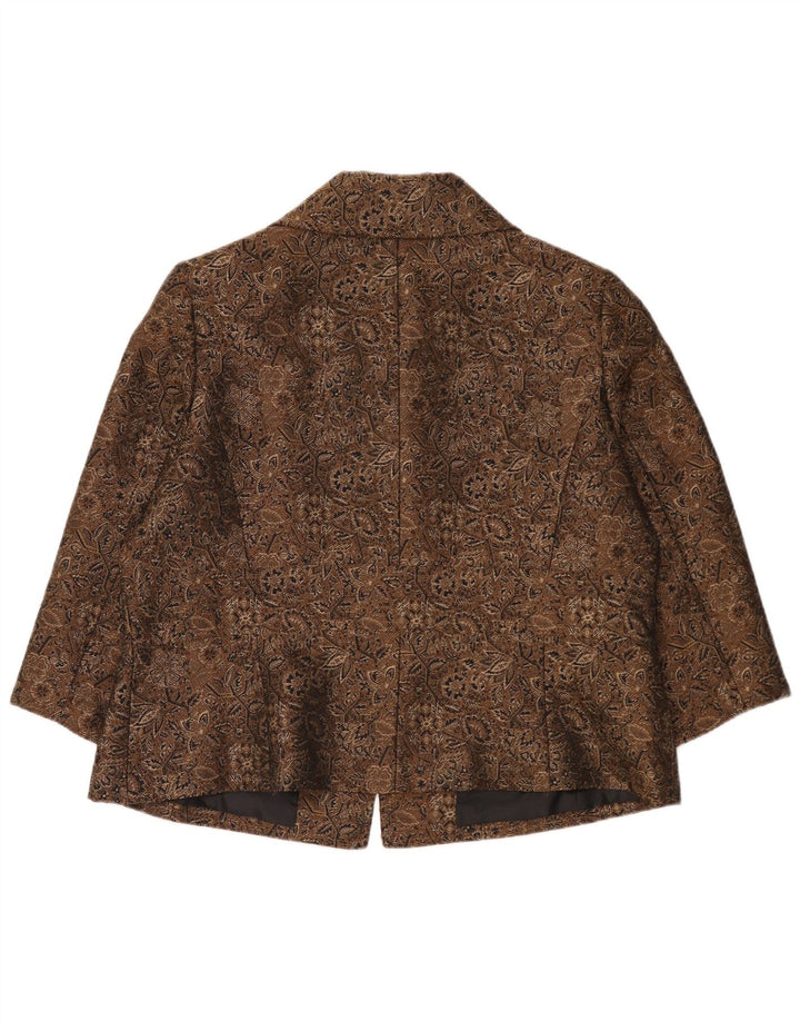 Tahari Dame 3/4-ærmet 3-knaps blazerjakke US 16 2XL Brun Paisley