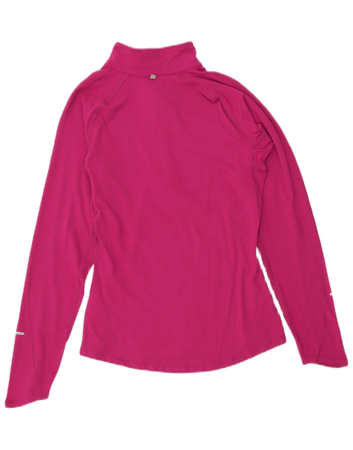 NIKE Dame Dri Fit Pullover med lynlås-hals Træningsdragt Top UK 10 Lille Pink Nylon