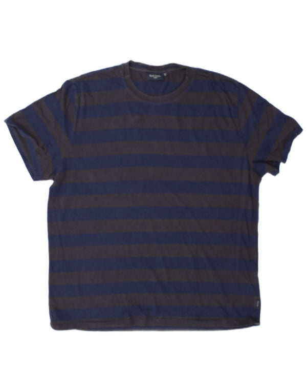 Paul Smith herre T-shirt top XL blå stribet bomuld