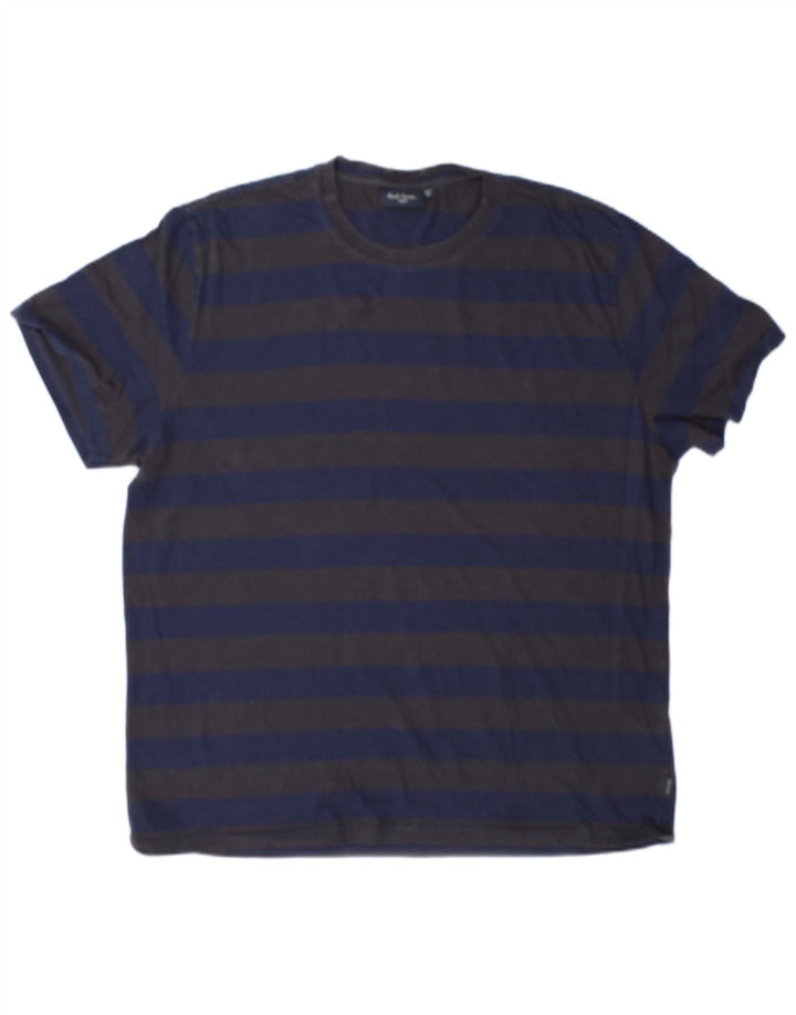 Paul Smith herre T-shirt top XL blå stribet bomuld