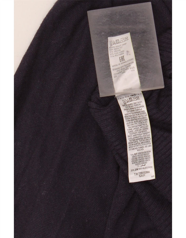 MARKS & SPENCER Dame Longline Cardigan Sweater UK 10 Small Navy Blue