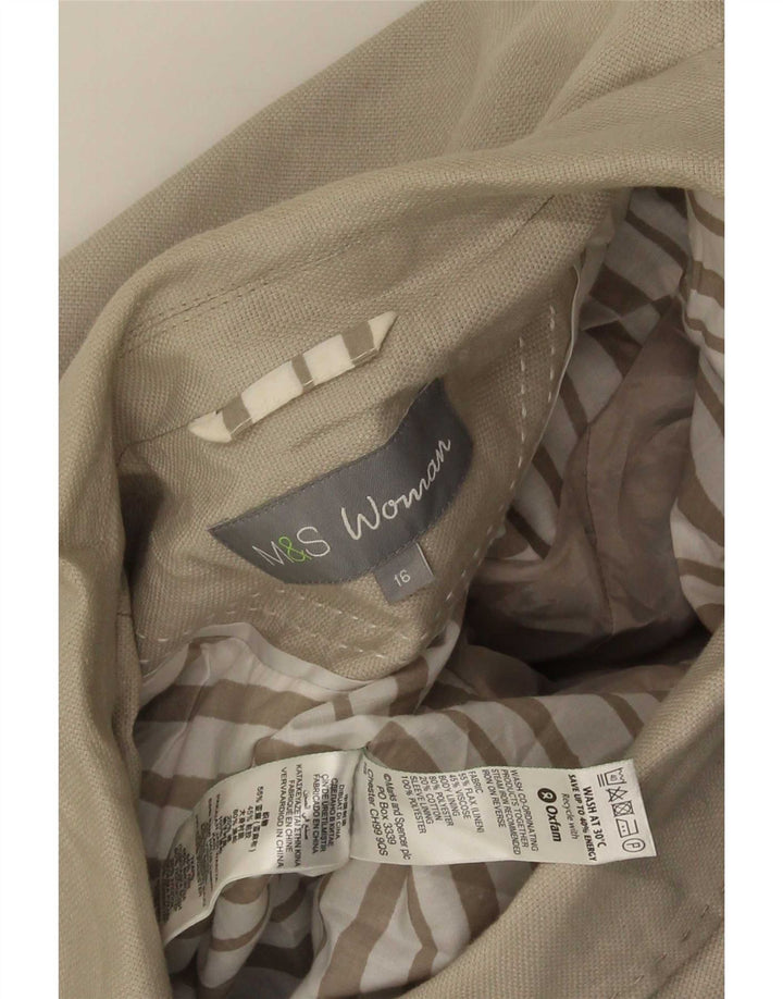 Marks & Spencer Dame 3 Button Blazer Jacket UK 16 Large Green Flax