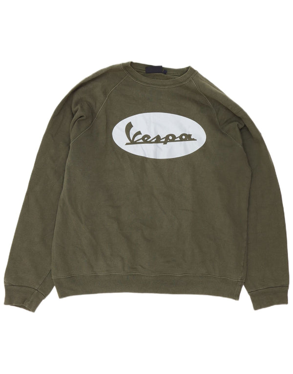 Vespa Herre Grafisk Sweatshirt Jumper 2XL Grøn Bomuld