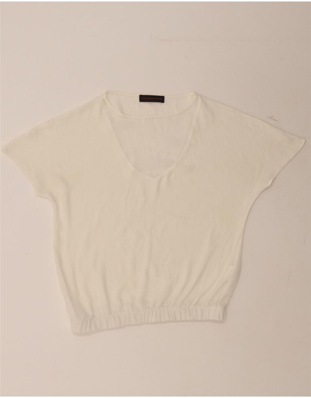 TRUSSARDI Womens Blouse Top IT 40 Small White Polyester Vintage Trussardi and Second-Hand Trussardi from Messina Hembry 