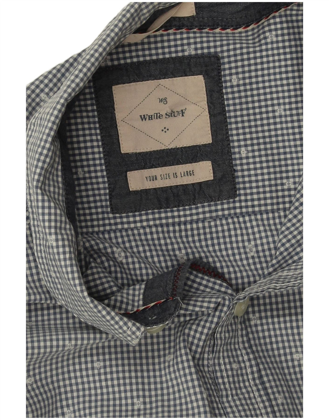 White Stuff Herre Classic Fit skjorte Large Blue Gingham Cotton