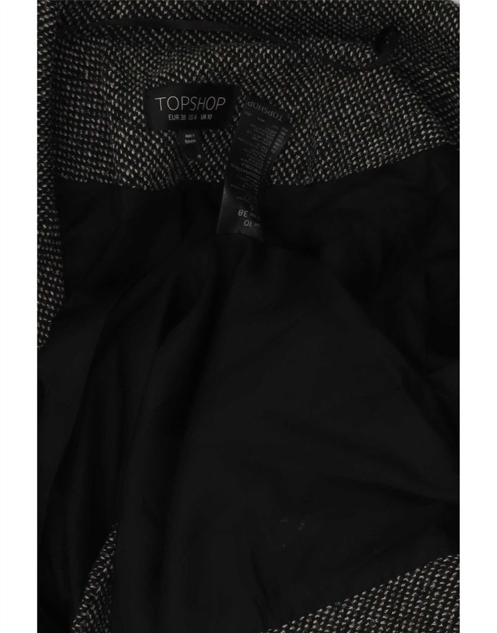 Topshop Dame 3/4 ærmet åben blazerjakke UK 10 Lille grå polyester