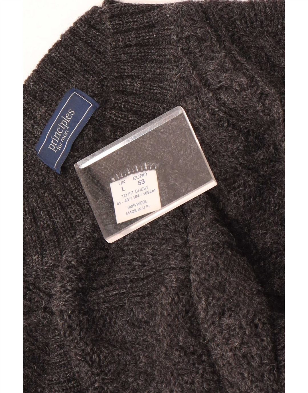 Principper Herre Turtle Neck Jumper Sweater Stor Grå Uld