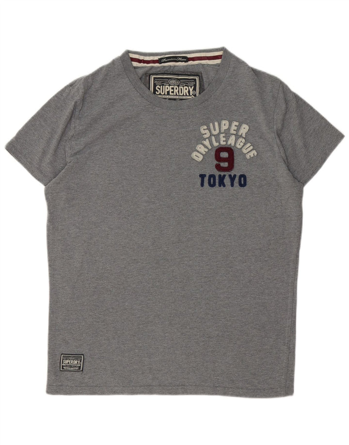 SUPERDRY Herre grafisk T-shirt Top XL Grå Bomuld