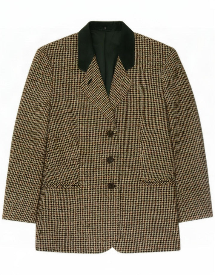 C&A Dame 3-knaps blazerjakke EU 48 2XL Khaki Houndstooth Akryl