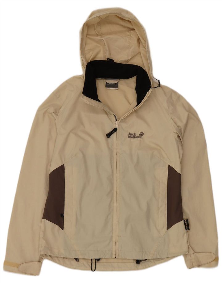 JACK WOLFSKIN Oversized regnjakke til kvinder UK 10 Small Beige Colourblock