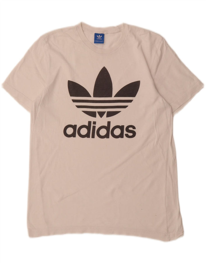 ADIDAS Mens Graphic T-Shirt Top Medium White Vintage Adidas and Second-Hand Adidas from Messina Hembry 
