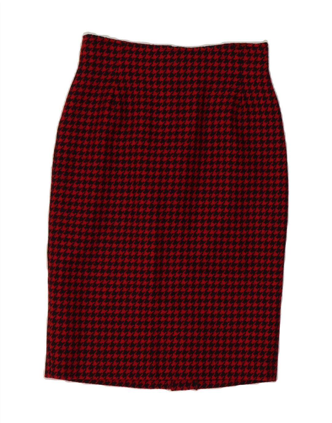LAURA BIAGIOTTI Womens Pencil Skirt IT 42 Medium W28 Red Houndstooth Wool Vintage Laura Biagiotti and Second-Hand Laura Biagiotti from Messina Hembry 