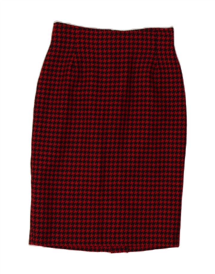 LAURA BIAGIOTTI Womens Pencil Skirt IT 42 Medium W28 Red Houndstooth Wool Vintage Laura Biagiotti and Second-Hand Laura Biagiotti from Messina Hembry 