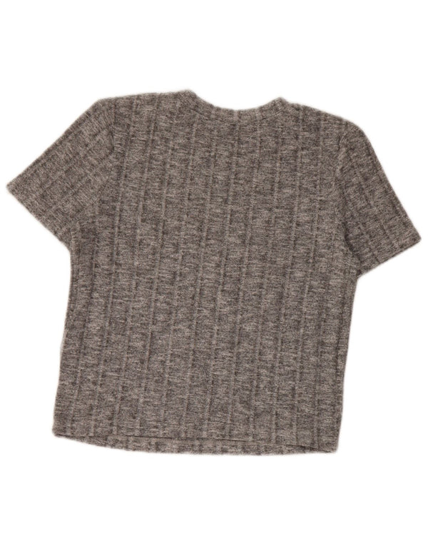 Zara Womens Crop T-Shirt Top UK 10 Small Grå Flecked Polyester