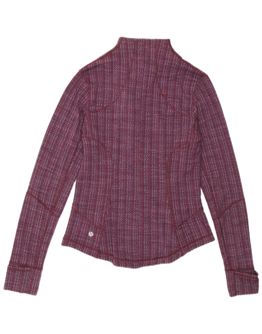 Lululemon Dame træningsdragt Topjakke UK 12 Medium Burgundy Chevron