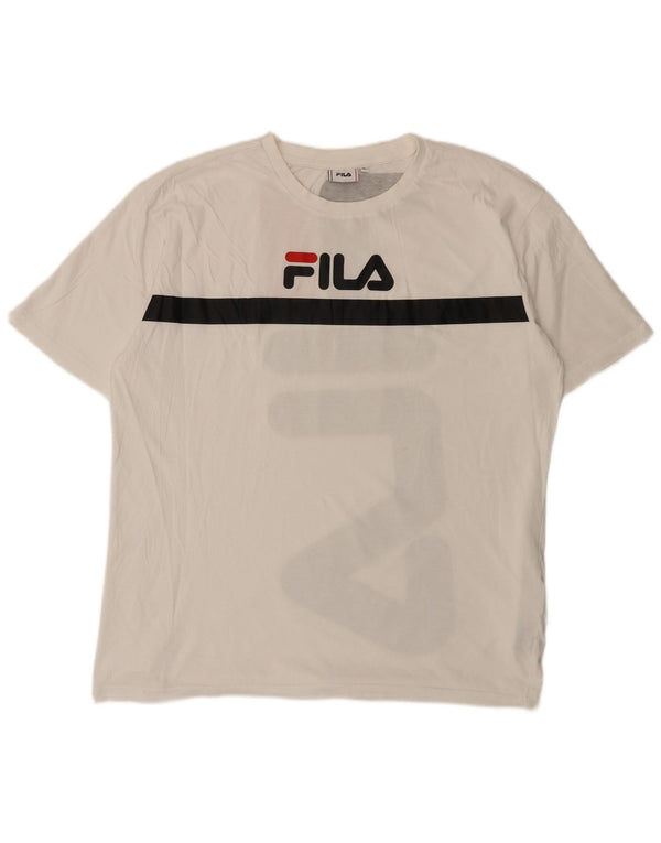 Fila Herre Grafisk T-Shirt Top XL Hvid Colourblock Bomuld