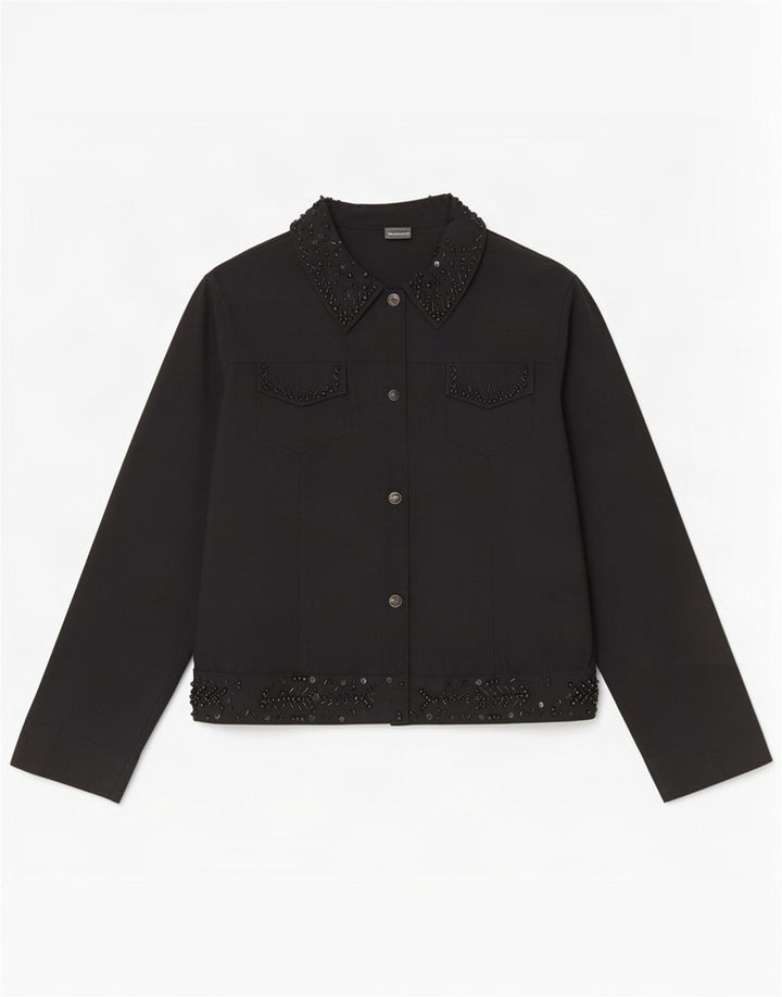 Roccobarocco Dame Bomber Jacket IT 46 Stor Sort Bomuld