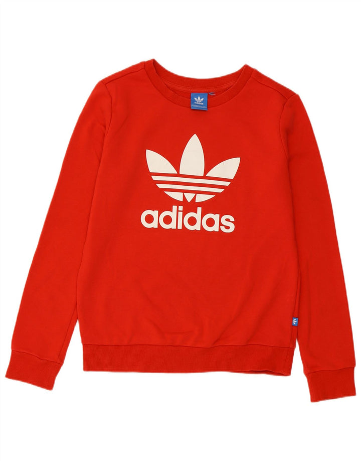 Adidas Dame Grafisk Sweatshirt Jumper UK 8 Lille Rød