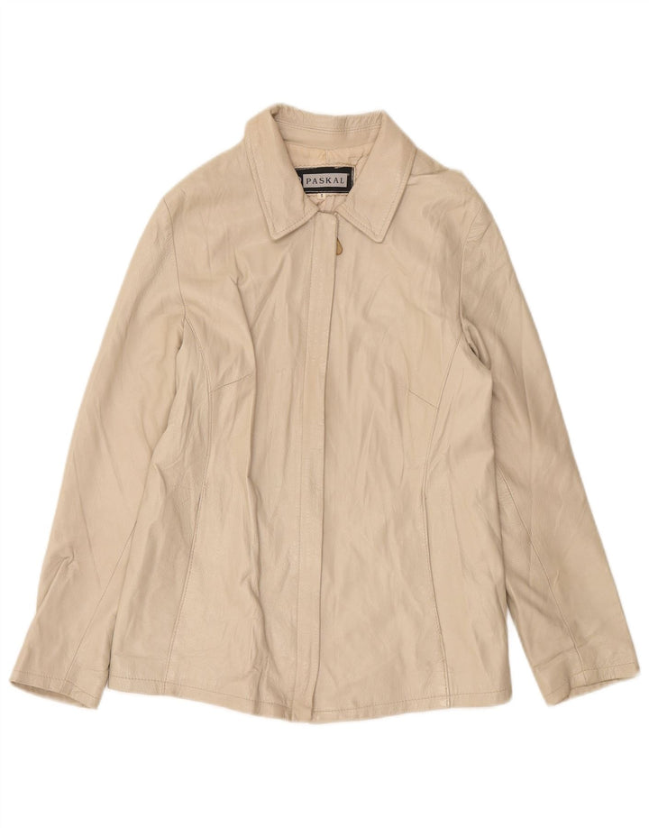 PASKAL Womens Leather Jacket UK 10 Small Beige