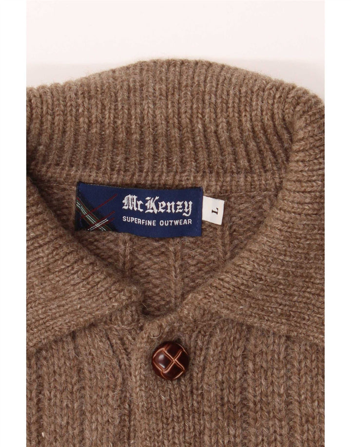 MC Kenzy Herre Cardigan Sweater Stor Brun Uld