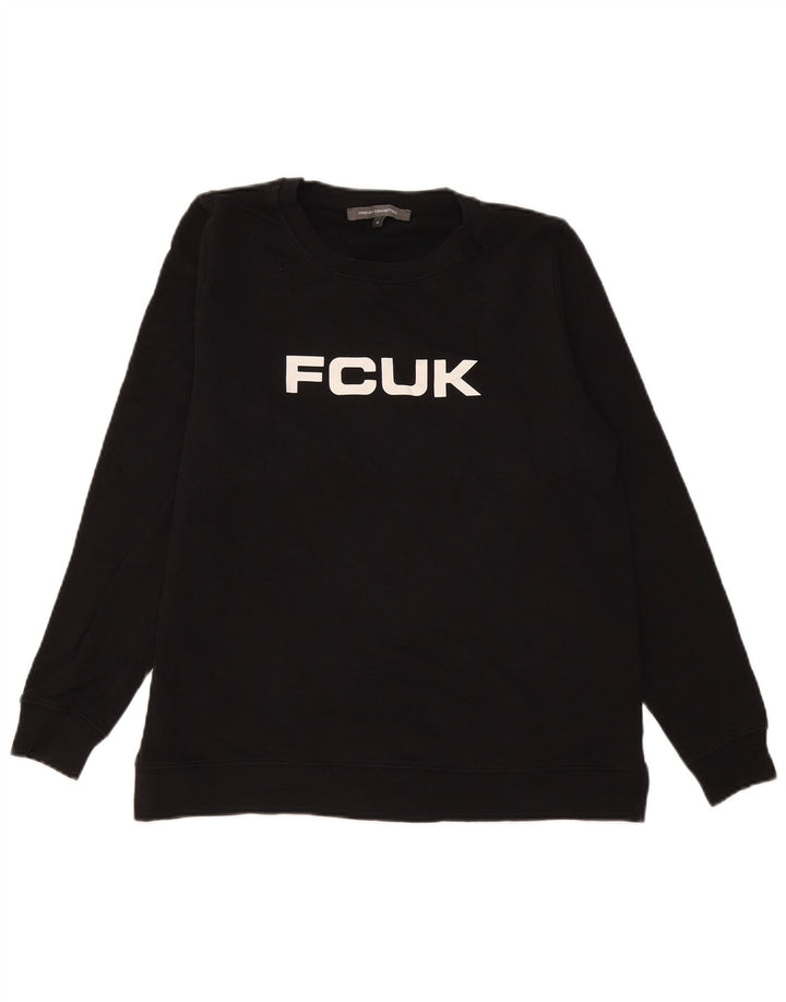 French Connection Herre Grafisk Sweatshirt Jumper Medium Sort Bomuld