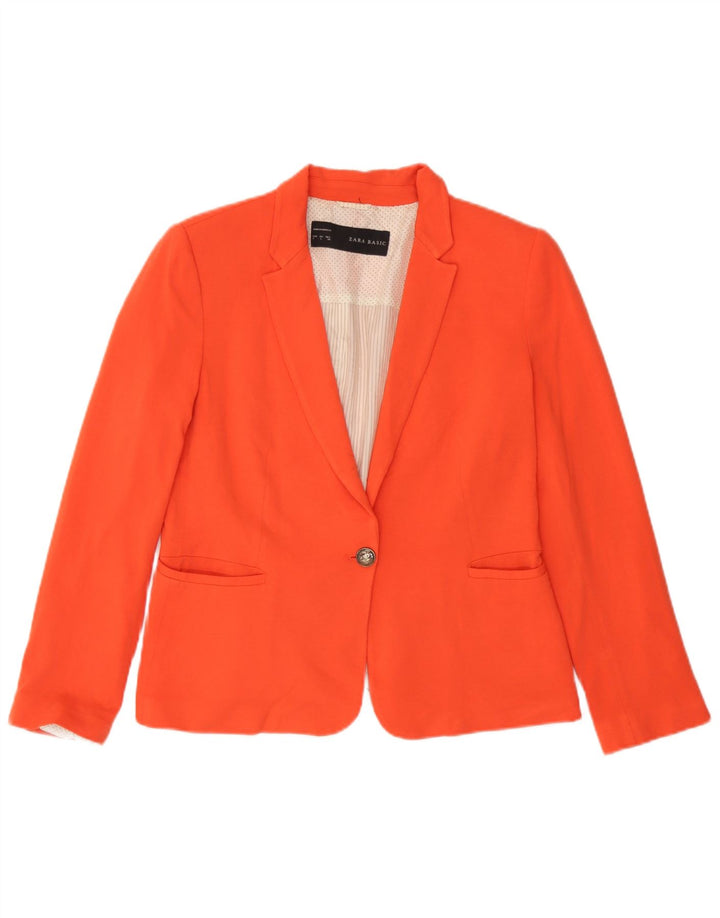 Zara Dame 1 Knap Blazer Jacket UK 14 Stor Orange Viscose