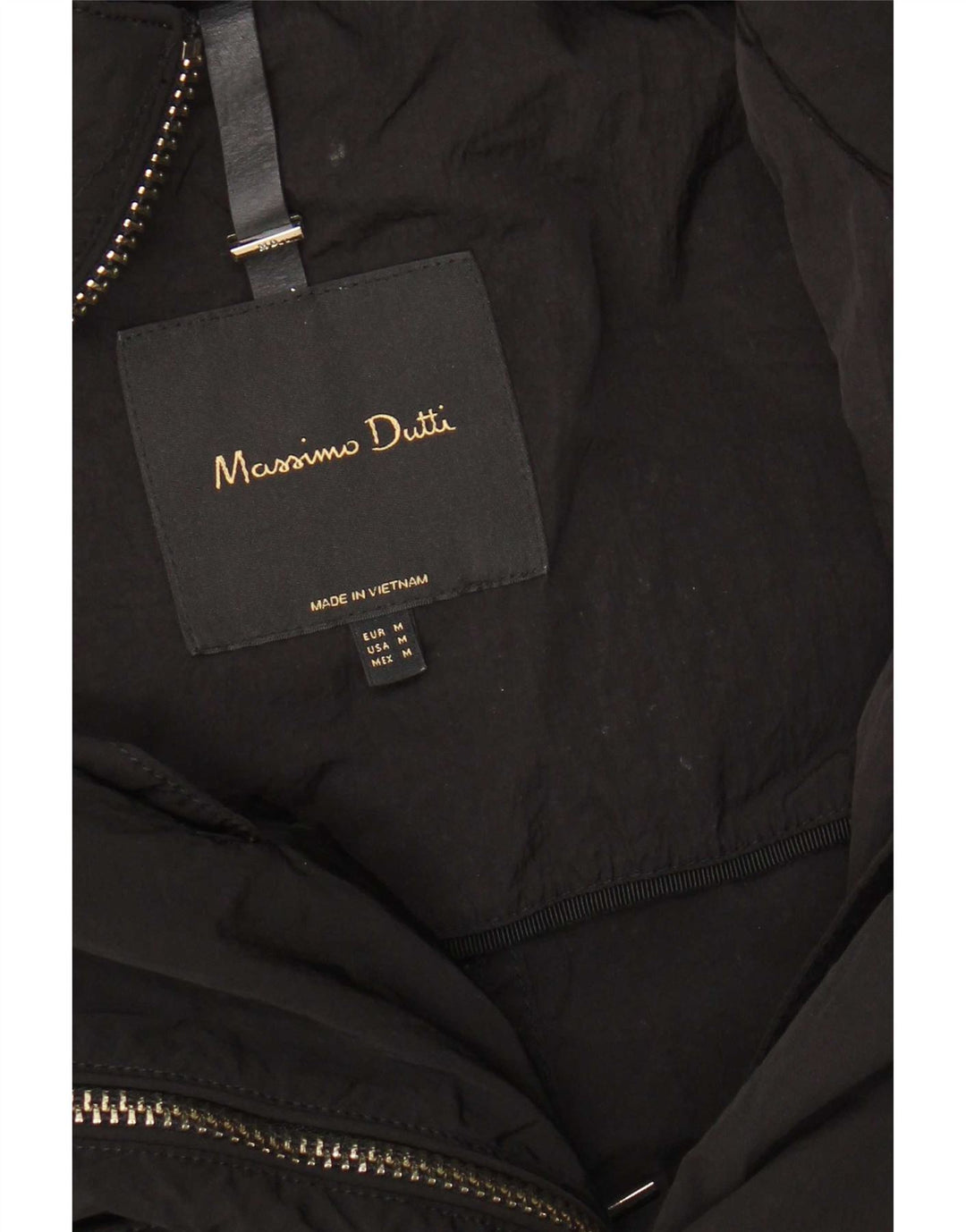 Massimo Dutti Dame Hooded Parka Jacket UK 14 Medium Black