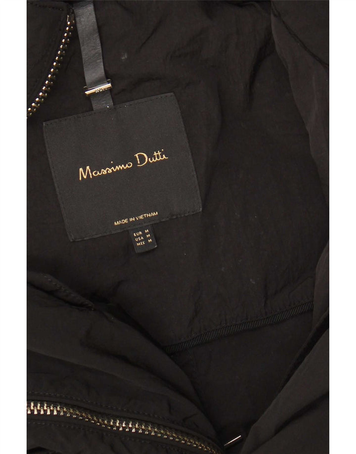 Massimo Dutti Dame Hooded Parka Jacket UK 14 Medium Black