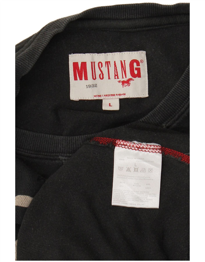 Mustang Herre Grafisk Sweatshirt Jumper Stor Sort Bomuld