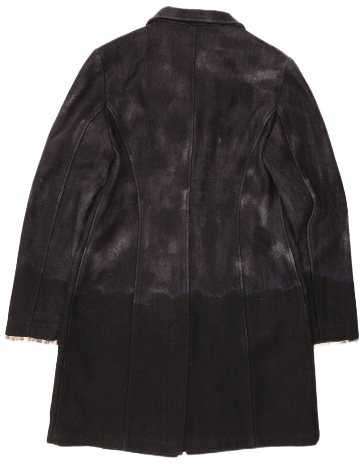 Moschino Dame Overfrakke UK 14 Medium Sort Colourblock Uld