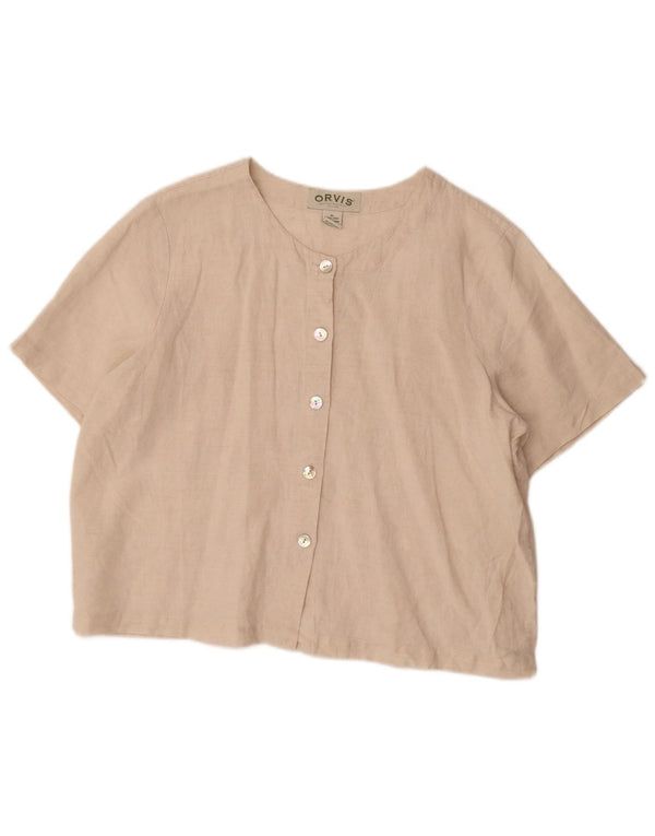 Orvis Dame Kortærmet Oversized skjortebluse UK 18 XL Beige Linen