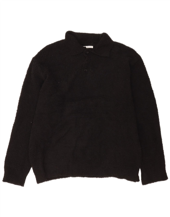 Zara Herre Polo Neck Fleece Jumper XL Sort Polyester