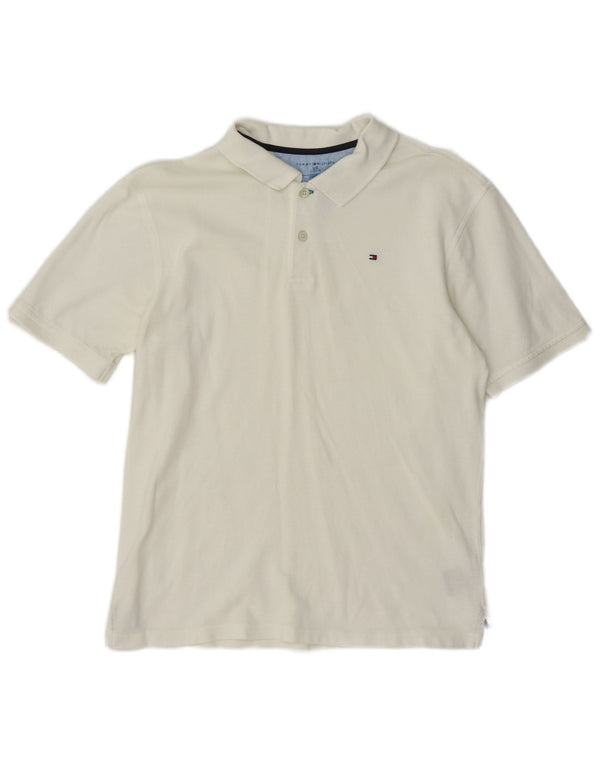 Tommy Hilfiger Boys Polo Shirt 12-13 År Stor Hvid Bomuld