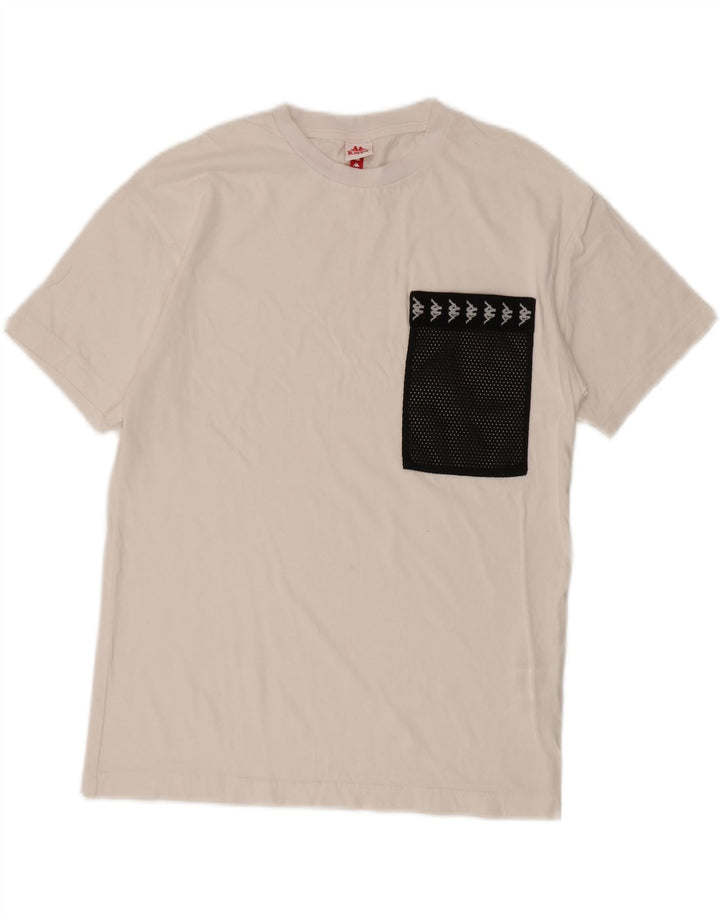 KAPPA Herre T-Shirt Top Medium Hvid Bomuld
