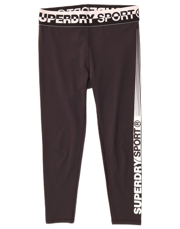 Superdry Womens Graphic Crop Leggings UK 16 Large Black