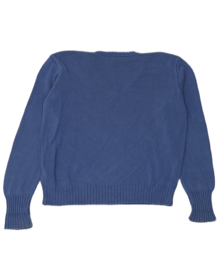 Ralph Lauren Womens Crop Oversized V-hals sweater UK 14 Medium Blue