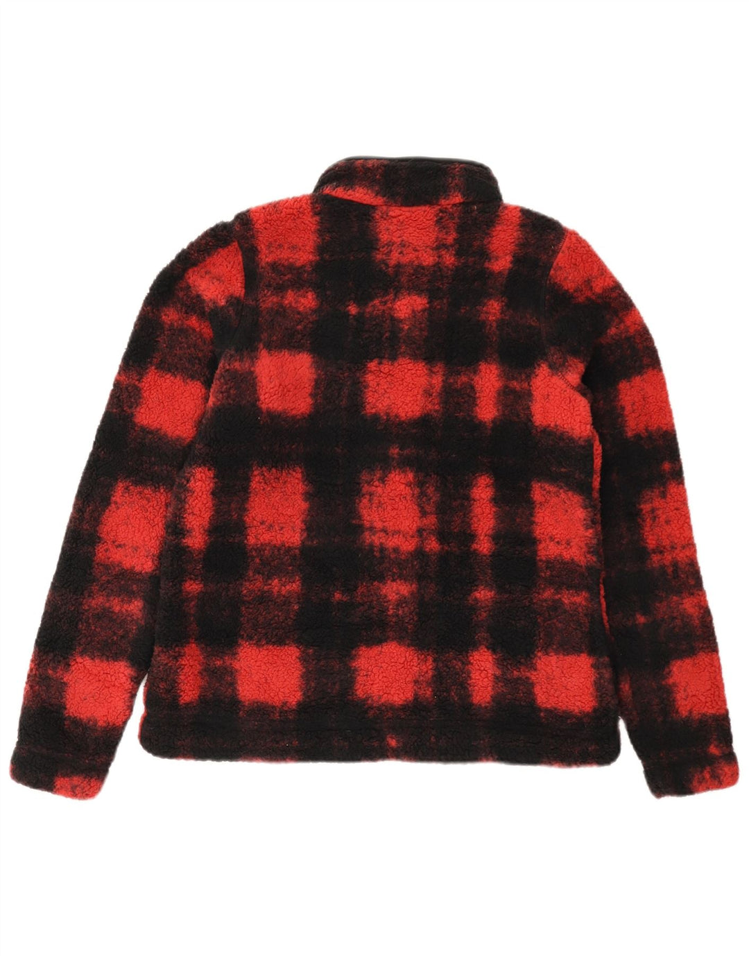 COLUMBIA Fleecetrøje med lynlås til kvinder UK 14 Medium rød ternet polyester